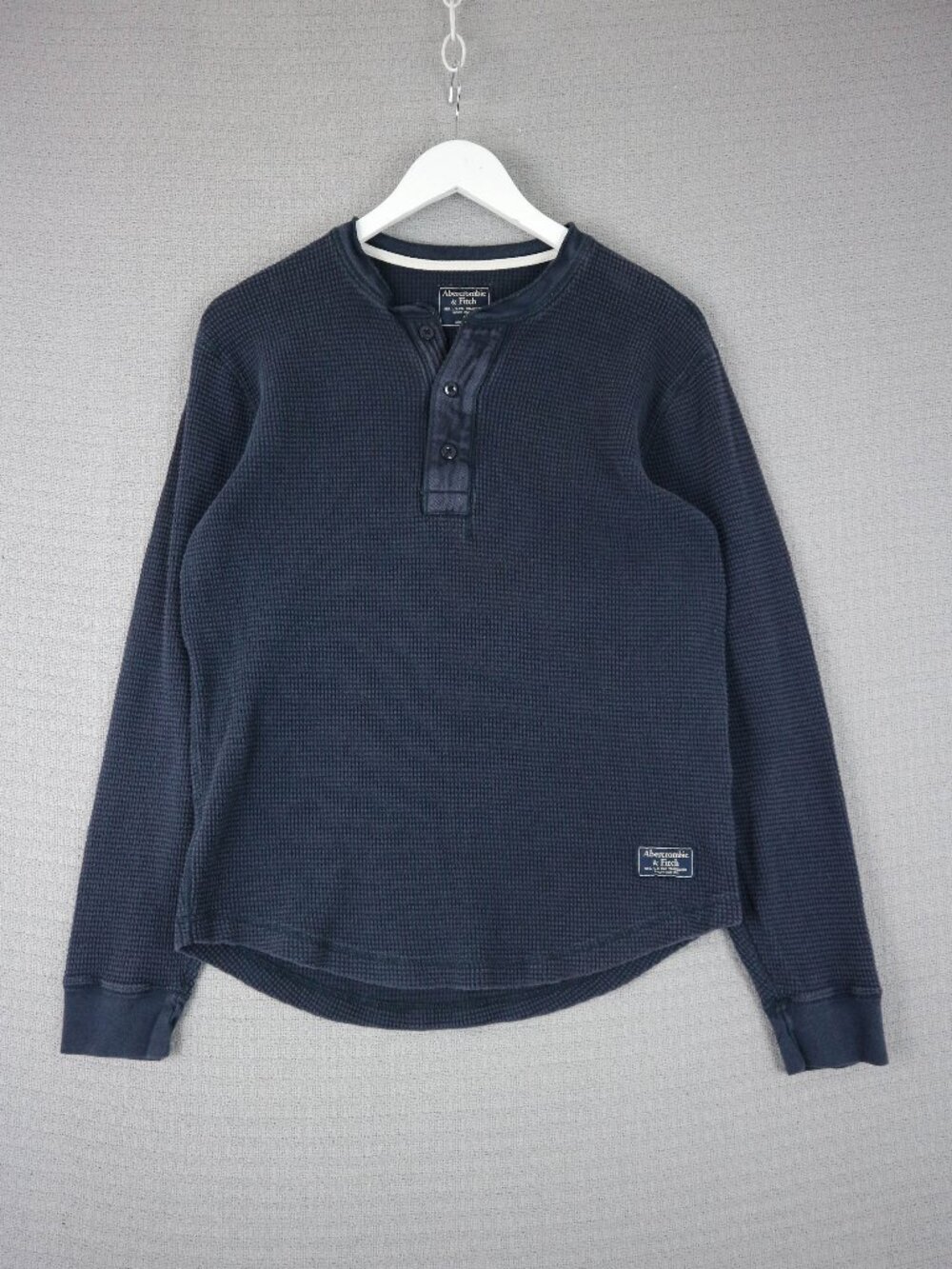 Abercrombie & Fitch Henley Shirt Mens Medium Navy Thermal Waffle Preppy Casual - Picture 1 of 6
